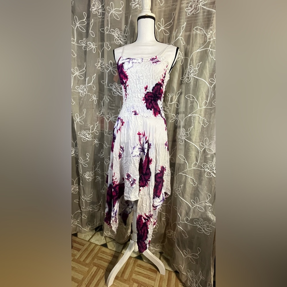 Floral Smocked Asymmetrical Dress